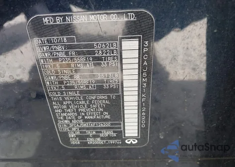 2019 Infiniti Qx50 Essential from USA, damaged, VIN 3PCAJ5M31KF126200